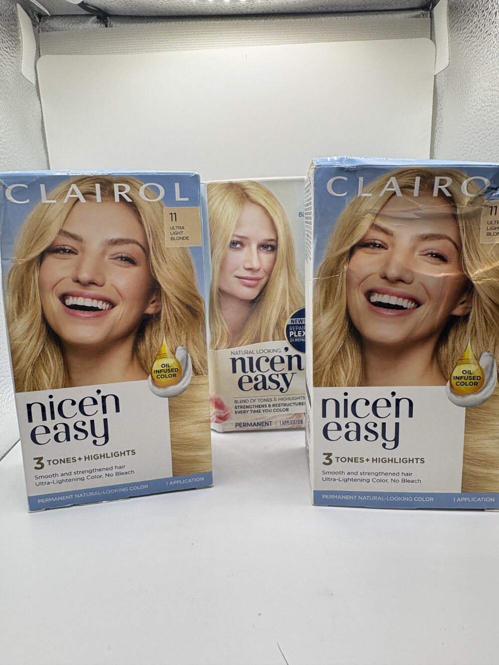 Clairol Nice 'N Easy #11 Ultra Light Blonde Permanent Hair Color Lot Of 3 Boxes